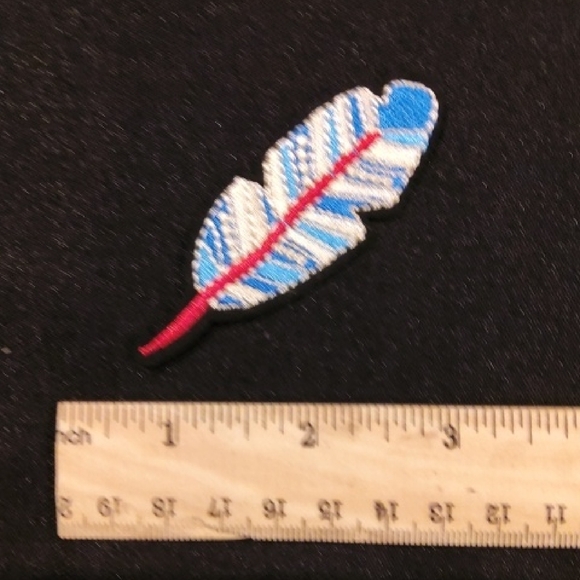 Black Fabric with Feather Patch Iron On - Picture 2 of 2